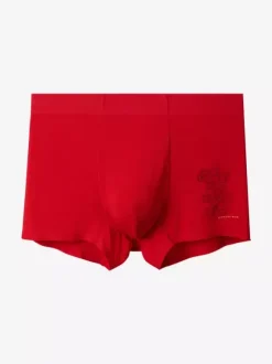 Ensemble de sous-vêtements et chaussettes rouges pour homme slip rouge taille mi-haute sans coutures année de naissance