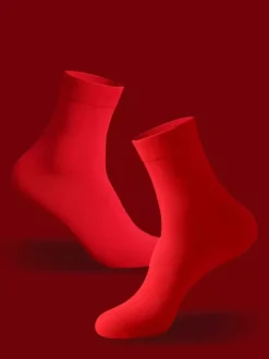 Ensemble de sous-vêtements et chaussettes rouges pour homme slip rouge taille mi-haute sans coutures année de naissance