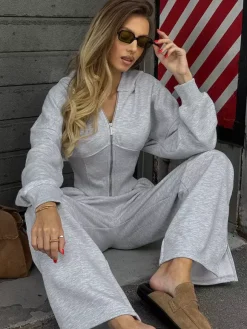 Ensemble de survêtement : haut court à capuche pantalon large vêtement d'intérieur doux pour femme