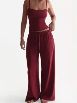 Ensemble deux pièces décontracté pour femme composé d'un caraco et d'un pantalon large 2026