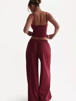 Ensemble deux pièces décontracté pour femme composé d'un caraco et d'un pantalon large 2026