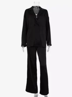 Ensemble deux pièces en satin pour femme blazer et pantalon collection printemps 2026