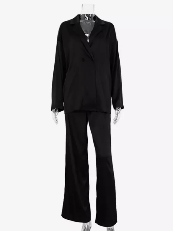 Ensemble deux pièces en satin pour femme blazer et pantalon collection printemps 2026