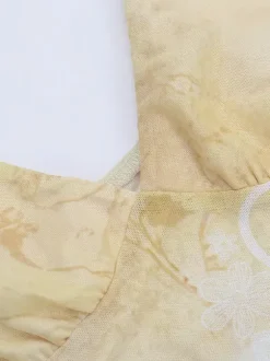 Ensemble deux pièces jaune sexy streetwear haut sans manches col V et jupe
