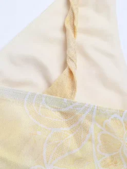 Ensemble deux pièces jaune sexy streetwear haut sans manches col V et jupe