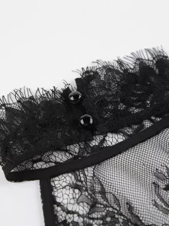 Ensemble deux pièces noir décontracté chic en dentelle jupe sans manches