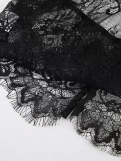 Ensemble deux pièces noir décontracté chic en dentelle jupe sans manches