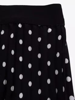 Ensemble deux pièces noir à pois style streetwear décontracté jupe à manches courtes et col rabattu