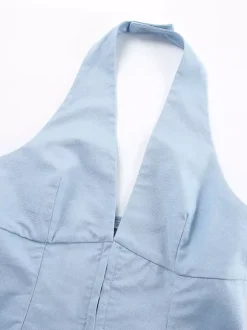 Ensemble deux pièces pour femme : débardeur court zippé à col V et pantalon large.
