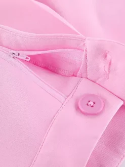 Ensemble deux pièces rose chic décontracté au quotidien avec col rabattu et pantalon sans manches