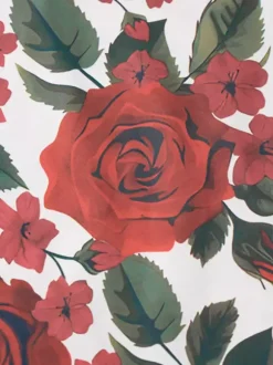 Ensemble deux pièces rouge sexy à imprimé floral tenue de villégiature en polyester à bretelles et col fleuri jupe sans manches.