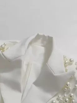 Ensemble jupe et blazer orné de perles pour femme - Ensemble deux pièces sexy asymétrique à découpes - Idéal pour une soirée printanière 2026