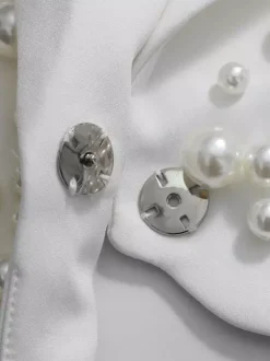 Ensemble jupe et blazer orné de perles pour femme - Ensemble deux pièces sexy asymétrique à découpes - Idéal pour une soirée printanière 2026