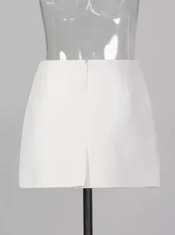 Ensemble jupe et blazer orné de perles pour femme - Ensemble deux pièces sexy asymétrique à découpes - Idéal pour une soirée printanière 2026