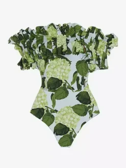 Ensemble maillot de bain une pièce à volants et jupe longue à imprimé floral épaules dénudées 2026