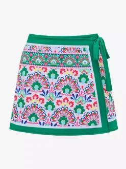Ensemble maillot de bain vert sexy à lacets dos nu imprimé col en V sans manches