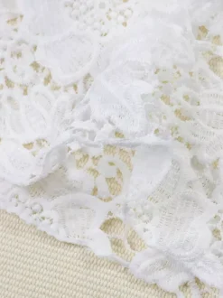 Ensemble maillot de bain et paréo blanc en dentelle sexy jupe longue sans manches soutien-gorge dos nu