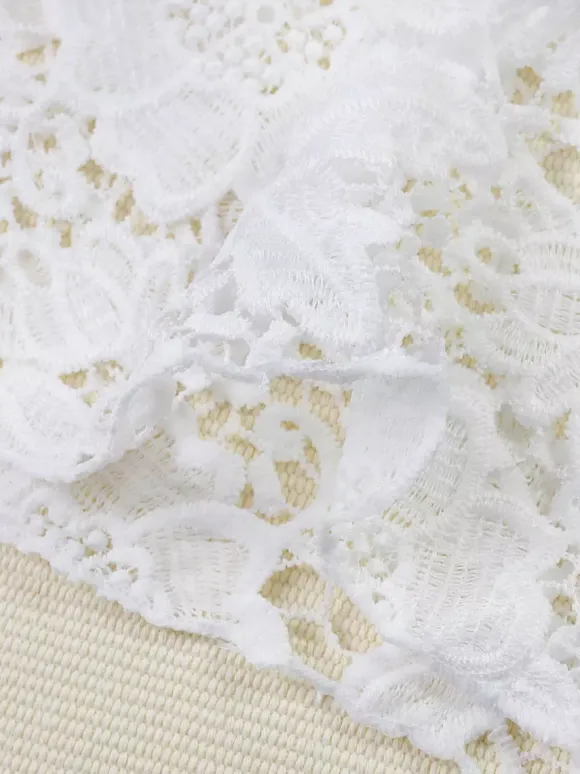 Ensemble maillot de bain et paréo blanc en dentelle sexy jupe longue sans manches soutien-gorge dos nu