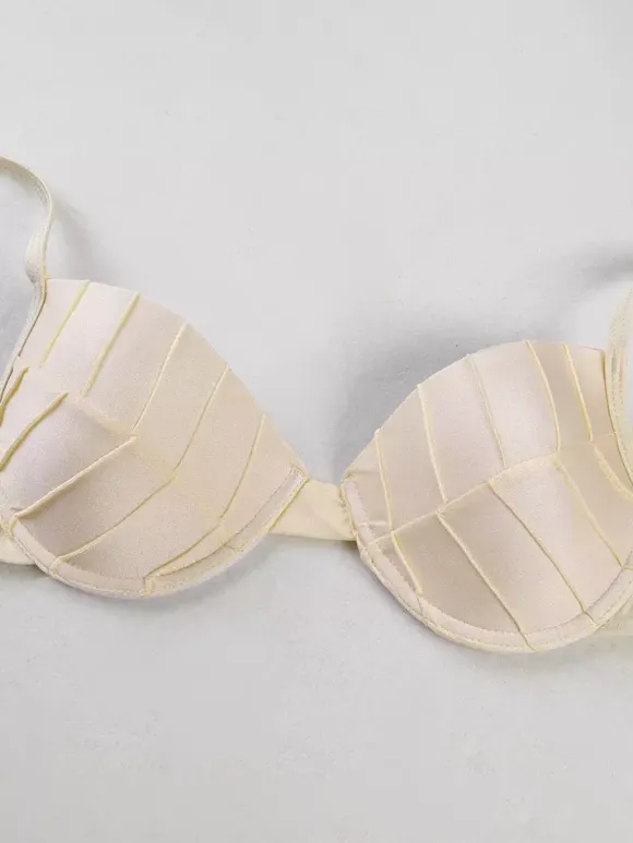 Ensemble maillots de bain et paréos abricot chic à volants bretelles et col sans manches