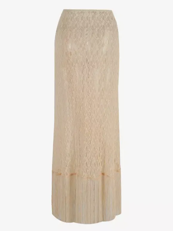 Ensemble maillots de bain et paréos abricot chic à volants bretelles et col sans manches