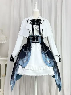 Ensemble Prince Lolita robe sans manches cape à manches longues et jupe à traîne amovible ensemble trois pièces élégant costume de chevalier Ouji Lolita