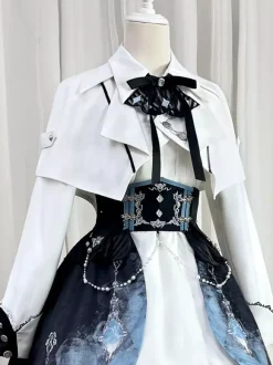 Ensemble Prince Lolita robe sans manches cape à manches longues et jupe à traîne amovible ensemble trois pièces élégant costume de chevalier Ouji Lolita