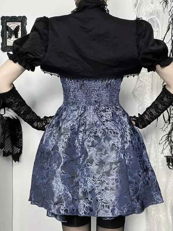 Ensemble robe nuisette et blouse en dentelle à motif floral style gothique lolita costume d' cosplay