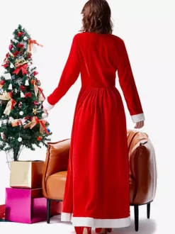 Ensemble Robe Rouge De Noël Cape Costumes De Vacances De Noël Déguisement