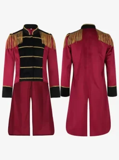 Ensemble rouge vintage élégant en polyester à manches longues costumes rétro pour homme Bourgogne