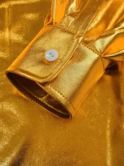 Ensemble rétro argenté pour hommes vêtements de danse Disco Rock Performance rétro des années 70