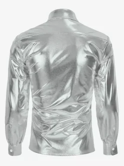 Ensemble rétro argenté pour hommes vêtements de danse Disco Rock Performance rétro des années 70