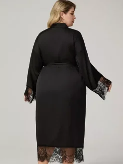Ensemble sexy en mousseline à manches longues et col en V pour la maison