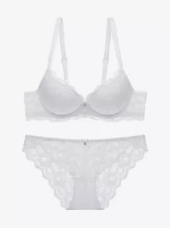 Ensemble Soutien-Gorge Culotte 2 Pièces En Dentelle Chic Classique Femme