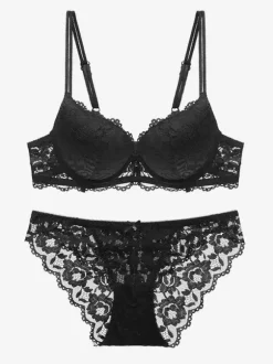 Ensemble Soutien-Gorge Culotte 2 Pièces En Dentelle Chic Classique Femme