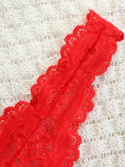 Ensemble soutien-gorge et culotte 2 pièces rouge sexy à imprimé floral et boutons dos nu