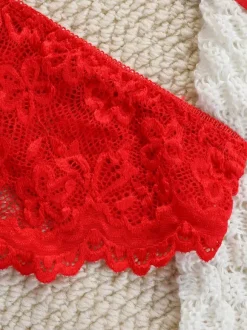 Ensemble soutien-gorge et culotte 2 pièces rouge sexy à imprimé floral et boutons dos nu