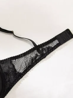 Ensemble soutien-gorge et culotte 4 pièces en dentelle transparente à imprimé floral bleu ciel clair