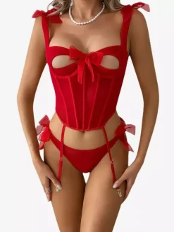 Ensemble soutien-gorge et culotte sexy noir 2 pièces avec découpes