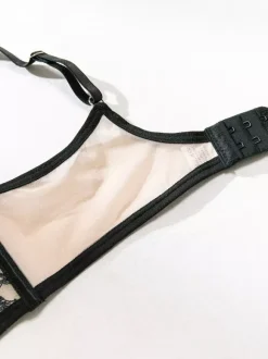 Ensemble soutien-gorge et culotte 4 pièces en dentelle transparente blanche à imprimé floral