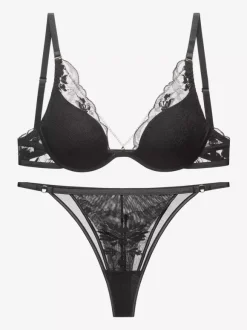 Ensemble soutien-gorge et culotte deux pièces bordeaux Pearls Lingerie avec bordure contrastée