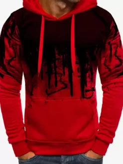 Ensemble Sweat À Capuche Sport Hommes Noir Rouge Décontracté Pantalon