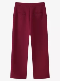 Ensemble tailleur 2 pièces à poignets en plumes pour femme - Blazer rouge élégant et pantalon droit assortis - Tenue de soirée professionnelle printanière 2026