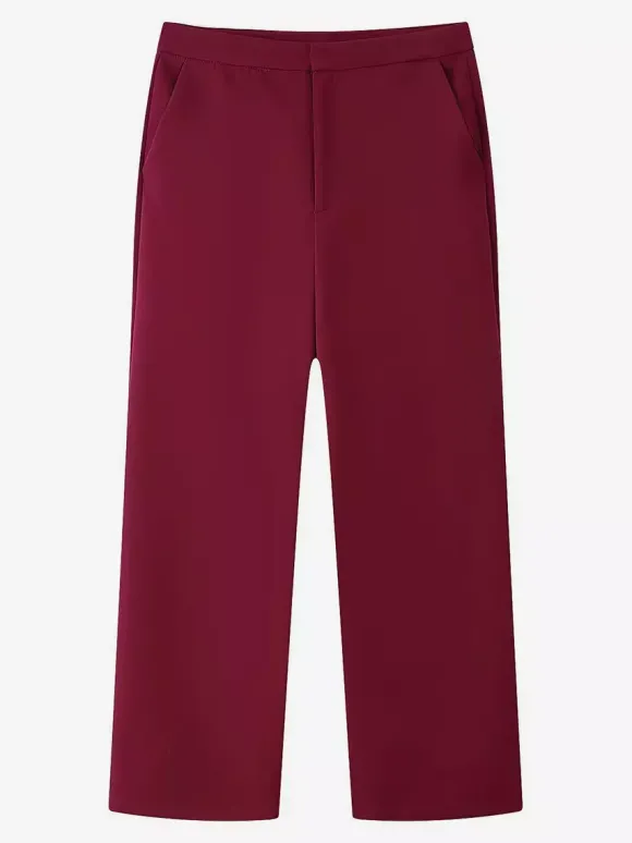 Ensemble tailleur 2 pièces à poignets en plumes pour femme - Blazer rouge élégant et pantalon droit assortis - Tenue de soirée professionnelle printanière 2026