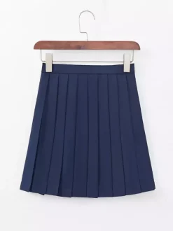 Ensemble uniforme scolaire japonais Lolita classique JK haut et jupe à manches longues bleu marine foncé
