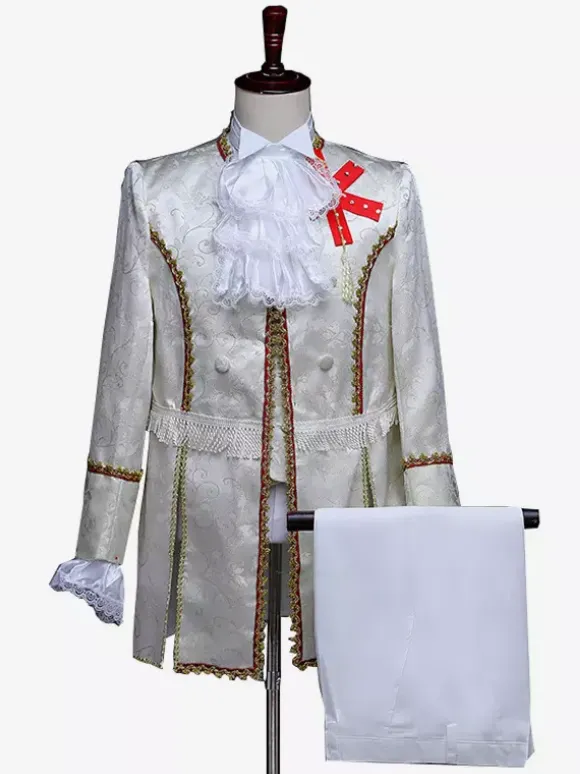 Ensemble vintage bordeaux boutons rétro volants jacquard manches longues polyester pardessus costumes rétro pour homme
