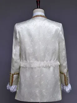 Ensemble vintage bordeaux boutons rétro volants jacquard manches longues polyester pardessus costumes rétro pour homme