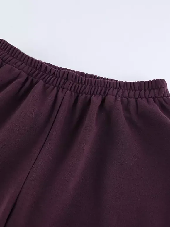 Ensemble athleisure pour femmes actives - Survêtement prune à capuche et fermeture éclair jambes larges - Collection printemps 2026 - Vêtements de yoga et de détente