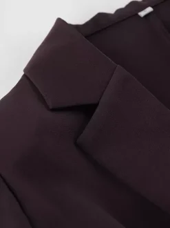 Ensemble blazer péplum marron foncé pour femme - Pantalon large à taille plissée et coupe slim - Tenue de bureau printemps 2026