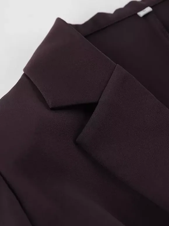 Ensemble blazer péplum marron foncé pour femme - Pantalon large à taille plissée et coupe slim - Tenue de bureau printemps 2026