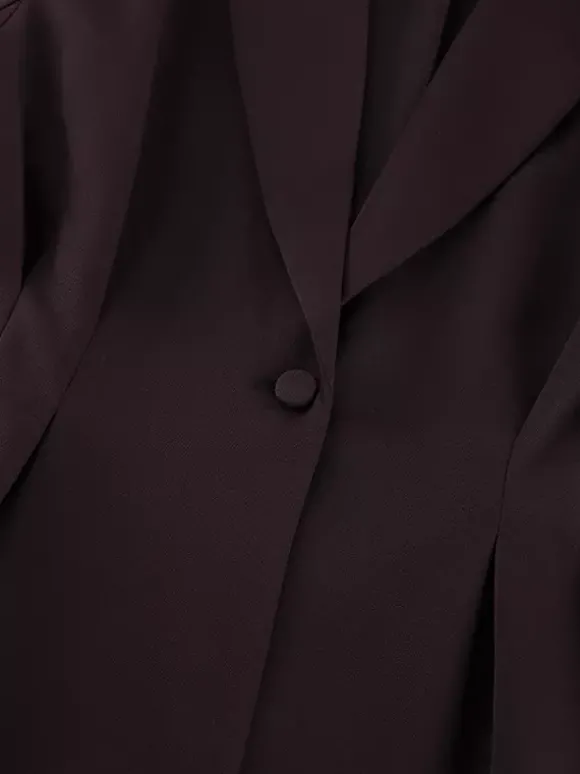 Ensemble blazer péplum marron foncé pour femme - Pantalon large à taille plissée et coupe slim - Tenue de bureau printemps 2026